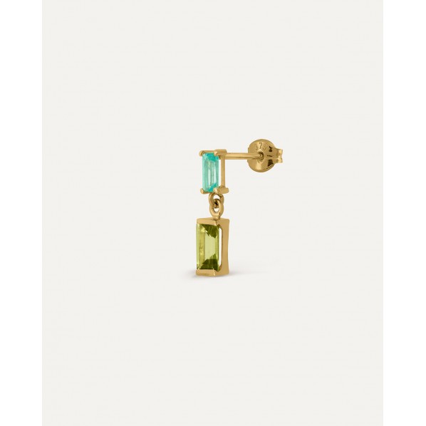 TOPAZ PARAIBA AND TOPAZ PERIDOT BAGUETTE EARRING · Beginning